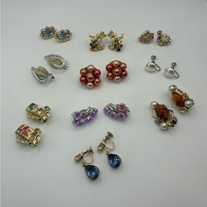 Vintage Clip-On & Screw-Back Earring Lot 10 Pairs-Coro, Sarah Cov, Japan & More